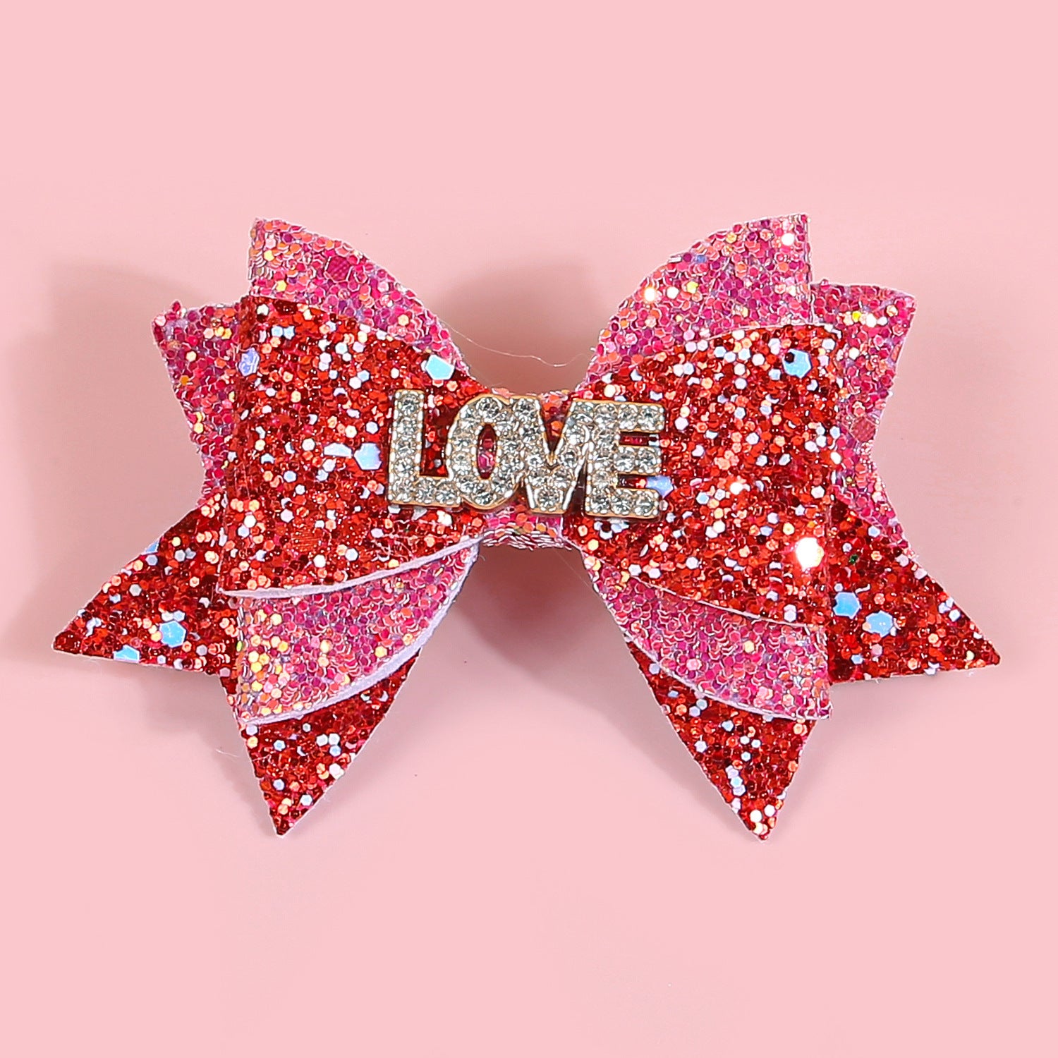 Wholesale Valentine's Day Party Bow Hairpin Children's Scallion Powder Glitter Bow Hair Accessories